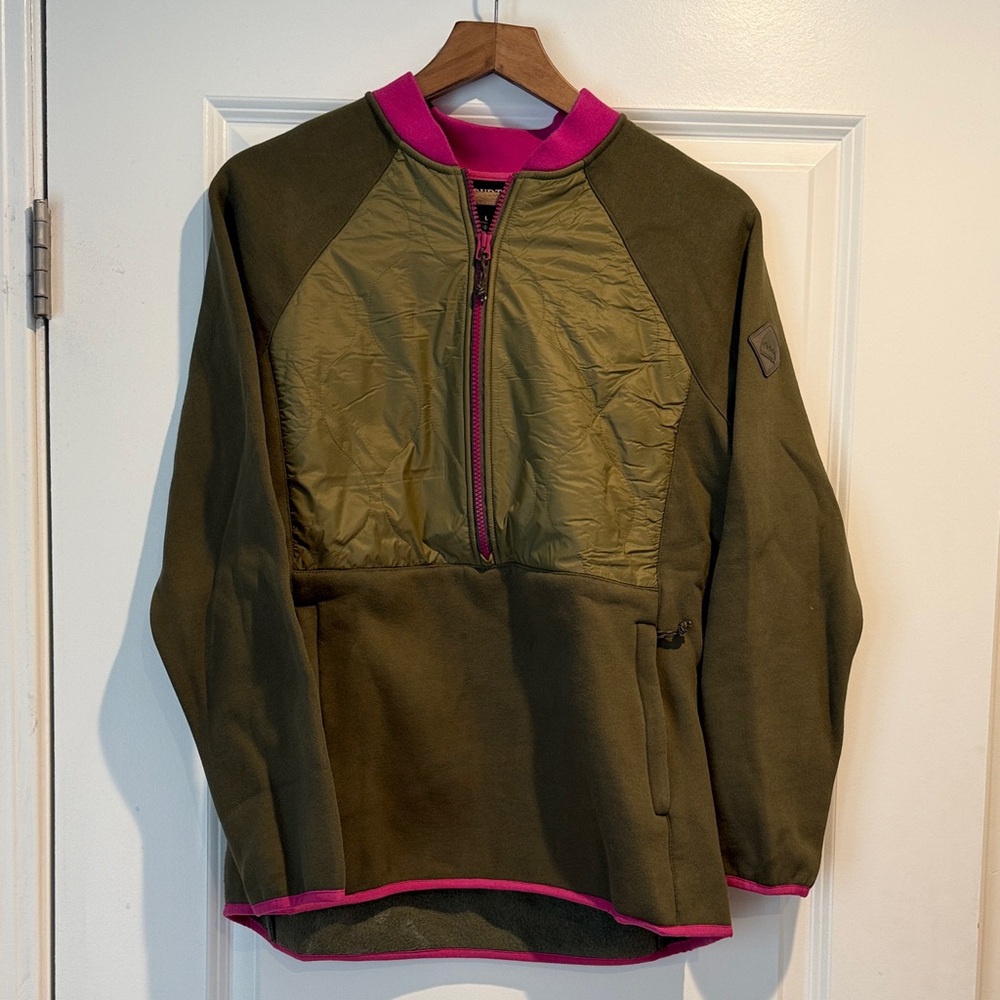 Burton Olive Green & Pink Pullover with Logo Patch